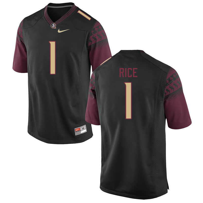 Men #1 Emmett Rice Florida State Seminoles College Football Jerseys Sale-Black
